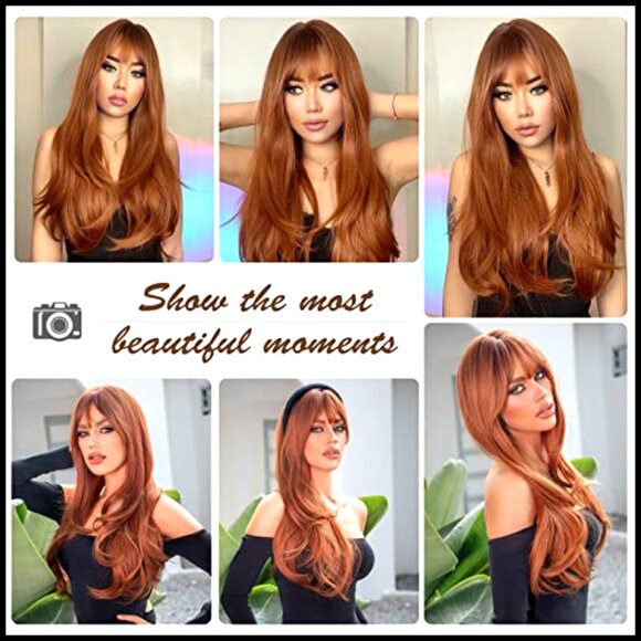 Long Layered Curly Wig with Bangs Synthetic Glueless Daily Wear Modern Style main image 5